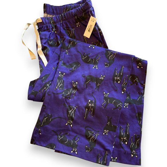 NWT Joe Fresh Black Cat Pajama Pants Large - Picture 1 of 4